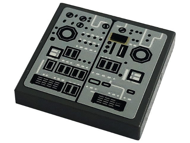 Lego Tile 2 x 2 with Lunar Lander Control and Circuitry Panel Pattern (Sticker) - Set 10266