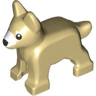 Lego Animal, Dog, Small (Puppy), Alsatian / German Shepherd (Police Dog) with Black Eyes and White Muzzle Print