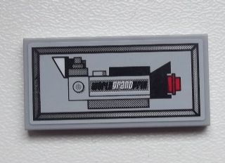 Lego Tile 2 x 4 with 'WORLD GRAND PRIX' Camera Pattern (Sticker) - Set 9486 / Light Bluish Gray