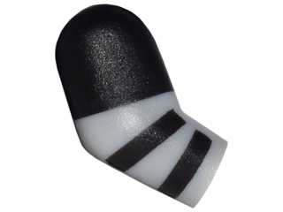 Lego Arm, Right with Black Short Sleeve and Stripes Pattern / Light Bluish Gray