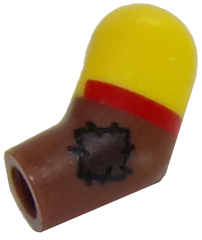Lego Arm, Left with Yellow Short Sleeve, Red Cuff and Patch Pattern