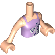 Lego Minidoll Torso Girl with Lavender Top with Flower Design Print, Light Nougat Arms and Hands / Light Nougat