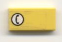Lego Tile 1 x 2 with Telephone in White Circle Pattern Right (Sticker) - Set 2140 / Yellow