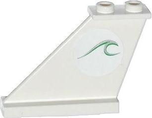 Lego Tail 4 x 1 x 3 with Green and Silver Wave Pattern on Left Side (Sticker) - Set 60014