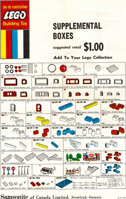 Lego 1966 Canadian Samsonite Supplemental Boxes (LE-21-66)
