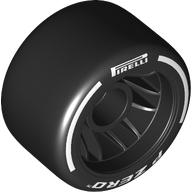 Lego Wheel Rim 24 x 14.9 Wide with Black Slick Tyre with White 'PIRELLI' Print
