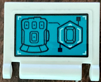 Lego Minifigure, Utensil Book Cover with Infinity Gauntlet and Infinity Stone on Dark Turquoise Screen with Black Outline Pattern (Sticker) - Set 76131