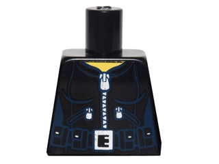 Lego Torso Female Outline Jacket with Dark Blue Seams, Silver Zippers and Utility Belt with Silver Buckle Pattern / Black