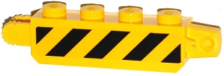 Lego Hinge Brick 1 x 4 Locking with Black Danger Stripes on Transparent Background Pattern on Both Sides (Stickers) - Set 60036 / Yellow