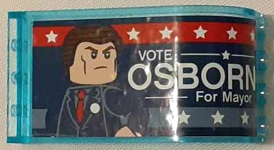 Lego Panel 3 x 4 x 6 Curved Top with 'VOTE OSBORN For Mayor', Stars and Minifigure Pattern (Sticker) - Set 76178