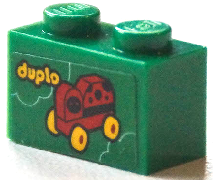 Lego Brick 1 x 2 with 'duplo' and Ladybug with Yellow Wheels Pattern (Sticker) - Set 40346