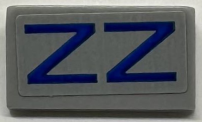 Lego Slope 30 1 x 2 x 2/3 with Blue 'ZZ' Pattern (Sticker) - Set 75293 / Light Bluish Gray