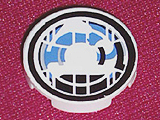 Lego Tile, Round 2 x 2 with Headlamp Blue and Black Pattern (Sticker) - Set 8230