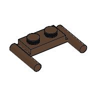 Lego Plate Special 1 x 2 with Handles [Flat Ends / Low Attachment] / Brown