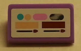Lego Slope 30 1 x 2 x 2/3 with Paintbox, Mirror and Makeup Brushes (Brushes on Bottom) Pattern (Sticker) - Set 3187