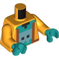 Lego Torso, Pixelated Jacket, Dark Turquoise Chest, Metal Blue Creature Print, Bright Light Orange Arms, Dark Turquoise Hands / Bright Light Orange