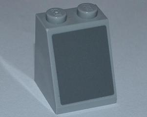 Lego Slope 65 2 x 2 x 2 with Bottom Tube with Dark Bluish Gray Rectangle Pattern (Sticker) - Set 7965 / Light Bluish Gray