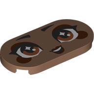 Lego Tile Round 2 x 4 with Face, Brown Eyes, Reddish Brown Eyeshadow, Cheeks, Lips Print
