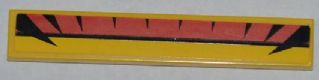 Lego Tile 1 x 6 with Red, Black and Yellow Lines and 10 Black Triangular Shapes Pattern (Sticker) - Set 8228