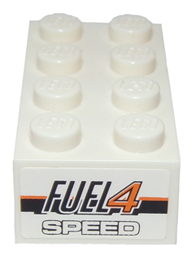 Lego Brick 2 x 4 with 'FUEL4 SPEED' Logo Pattern on Both Ends (Stickers) - Set 8147
