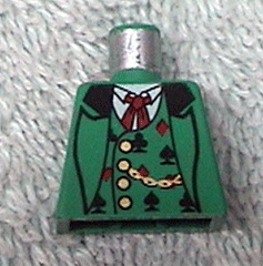 Lego Torso Western Bandit Card Suit Vest and Gold Fob Pattern / Green
