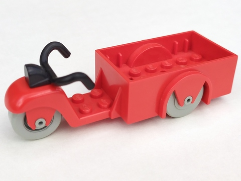 Lego Fabuland Tricycle (1 Front Wheel) with Black Handlebars and Light Gray Wheels