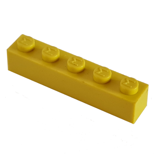 Lego Modulex Brick 1 x 5 with M on Stud / Modulex Lemon