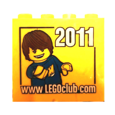 Lego Brick 2 x 4 x 3 with 'www.LEGOclub.com 2011' Print