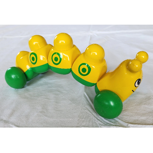 Lego Primo Caterpillar with Green Wheels, Circles Print / Yellow