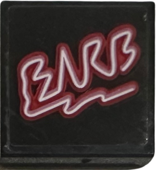Lego Tile 2 x 2 with Red 'BARB' Neon Sign Pattern (Sticker) - Set 41254 / Black