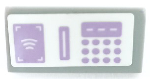 Lego Slope 30 1 x 2 x 2/3 with Lavender Keypad, Card Reader and Contactless Payment Screen Pattern (Sticker) - Set 41450 / Light Bluish Gray