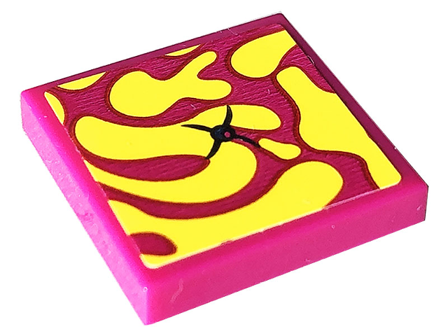 Lego Tile 2 x 2 with Cushion with Yellow Splotches and Black Button Pattern (Sticker) - Set 41703 / Magenta