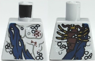 Lego Torso PotC Bare Chest with Marine Growth, Sash and Lobster on Back Pattern / Light Bluish Gray