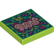 Lego Tile 2 x 2 with Butterflies print / Lime