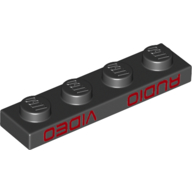 Lego Plate 1 x 4 with Upside-down 'AUDIO' and 'VIDEO' Print