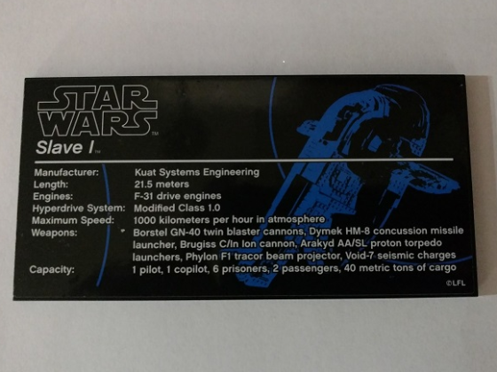 Lego Tile 8 x 16 with Bottom Tubes, Textured Surface with Star Wars Slave I Print Typo 'tracor' Version Pattern (Sticker) - Set 75060