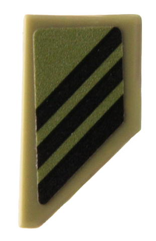 Lego Tile, Modified 1 x 2 Wedge Left with 3 Black Diagonal Stripes Pattern (Sticker) - Set 76923