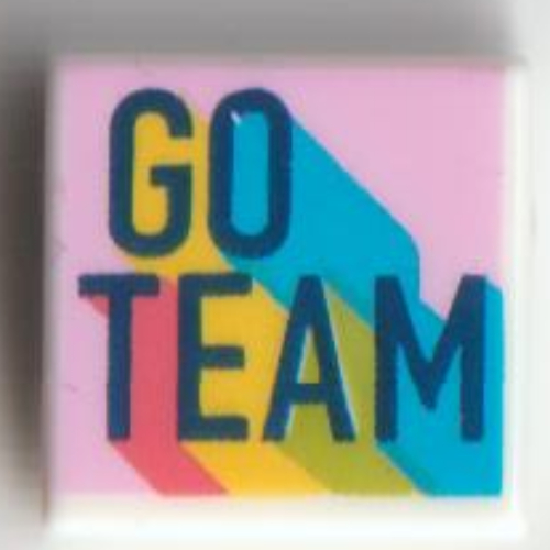 Lego Tile 1 x 1 with 'GO TEAM' on Bright Pink Background Print