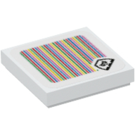 Lego Tile 2 x 2 with Bone Goomba and Barcode Print (Sticker) / White