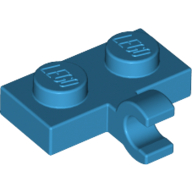 Lego Plate Special 1 x 2 with Clip Horizontal on Side / Dark Azure