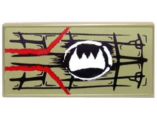 Lego Tile 2 x 4 with Scales, White Fangs Symbol and Red Markings Pattern Model Left Side (Sticker) - Set 70006