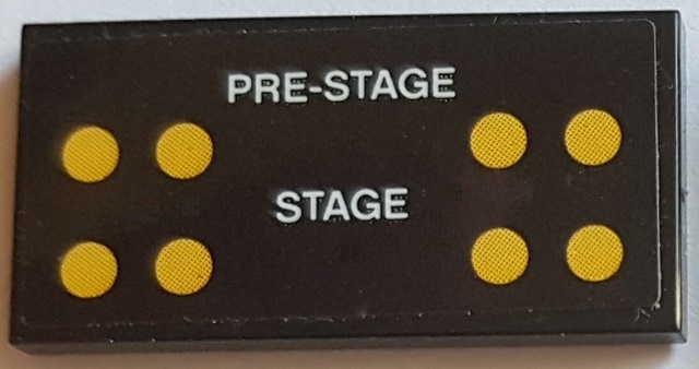 Lego Tile 2 x 4 with White 'PRE-STAGE', 'STAGE' and 8 Yellow Lights / Circles Pattern (Sticker) - Set 75883