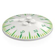 Lego Dish 6 x 6 Inverted (Radar) with Clock-like Face, Green/Bright Green, Lime Markings, Green 0, 8, 16, 24, 32, 40, 48, 56 Print / White