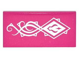 Lego Tile 2 x 4 with White Diamond with Points and Curved Shadow Symbol and Scrollwork Pattern (Sticker) - Set 41180