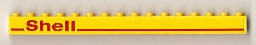 Lego Brick 1 x 16 with Red Line and 'Shell' Left Pattern (Sticker) - Set 1256