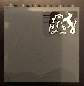 Lego Panel 1 x 6 x 5 with Horse, Guitar, Key, Bone, Axe and Phone Pattern (Sticker) - Set 71043