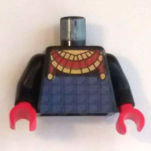 Lego Torso Pharaoh Breastplate Print (Hotep), Black Arms, Red Hands / Black