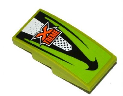 Lego Slope, Curved 4 x 2 with Orange 'X TREME' Pattern (Sticker) - Set 60058