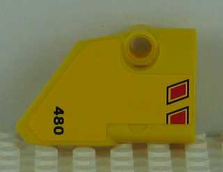 Lego Technic, Panel Fairing # 2 Small Smooth Short, Side B with '480' and Black and Red Vent Openings Pattern (Sticker) - Set 8109