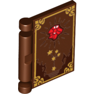 Lego Book Cover with Gold Border and Red Crystal Print / Reddish Brown